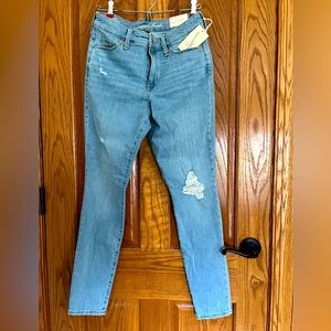 High rise skinny jeans.